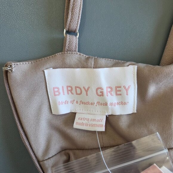 Birdy Grey Ash Crepe Bridesmaid Long Maxi Dress in Taupe Size XS ****Altered Hem - Picture 7 of 8